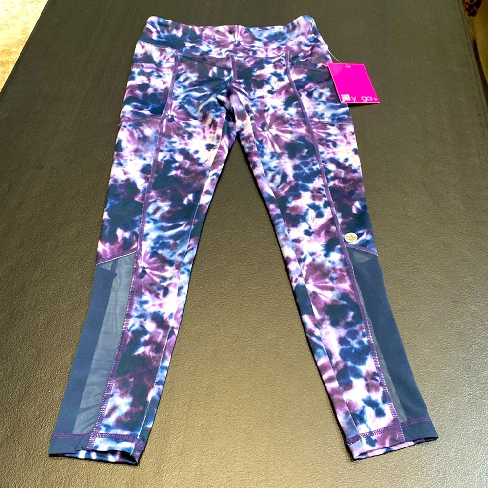 Jill Yoga girls leggings, Medium, blue and purple